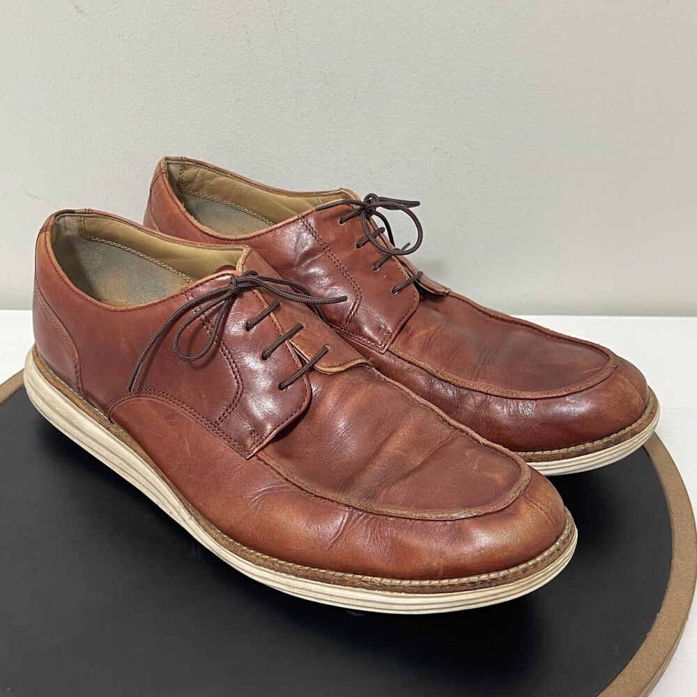 Cole Haan Shoes Men Size 13 M Lunar‎ Grand Apron Oxfords Brown Comfort Leather - Picture 2 of 14